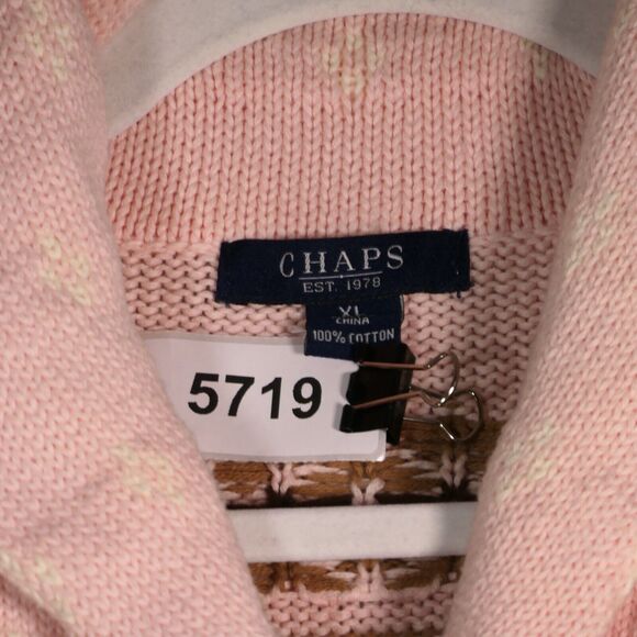 Chaps Sweater Women Size XL Pink Tribal Fair Isle Shawl Collar Heavyweight Boho - Picture 10 of 10